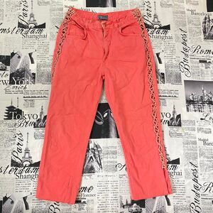 Gianfranco Ferre Women's salmon pink capris 90s vintage lace up corset Italian